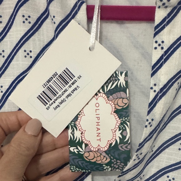 Oliphant Dipsy Navy Blue and White Striped Dress NWT - Picture 3 of 9